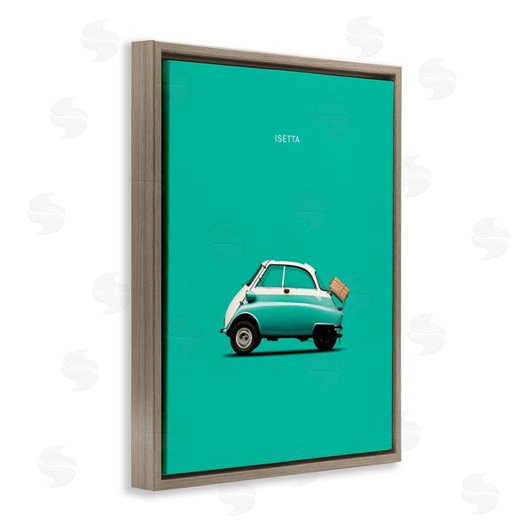 Stupell Industries Birch & Ink | Retro Italian Vehicle Isetta Turquoise Green European Car Trio Of Desert Camels Under Abstract Sunrise Shape Wall Art