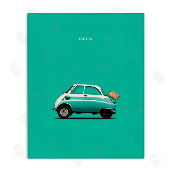 stupell industries Birch & Ink | Retro Italian Vehicle Isetta Turquoise Green European Car Trio of Desert Camels Under Abstract Sunrise Shape Wall Art