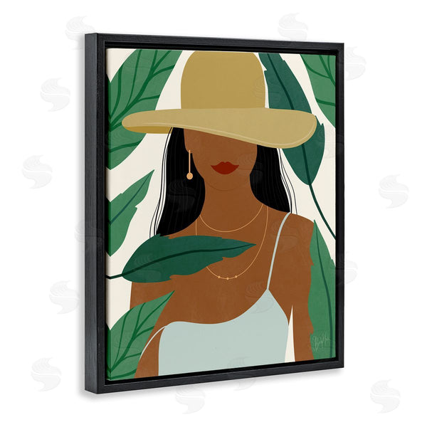 Stupell Industries Birch & Ink | Smiling Woman Wearing Sun Hat Drifting Leaves Wall Art