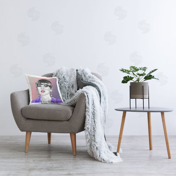 Stupell Industries Birch & Ink | Taylor Wearing Purple Printed Throw Pillow