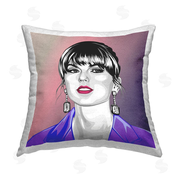 Stupell Industries Birch & Ink | Taylor Wearing Purple Printed Throw Pillow