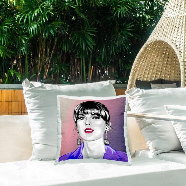 Stupell Industries Birch & Ink | Taylor Wearing Purple Printed Throw Pillow