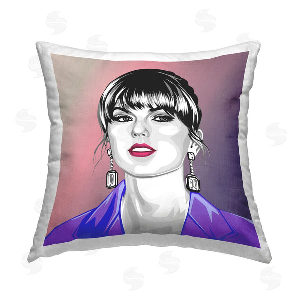 stupell industries Birch & Ink | Taylor Wearing Purple Printed Throw Pillow