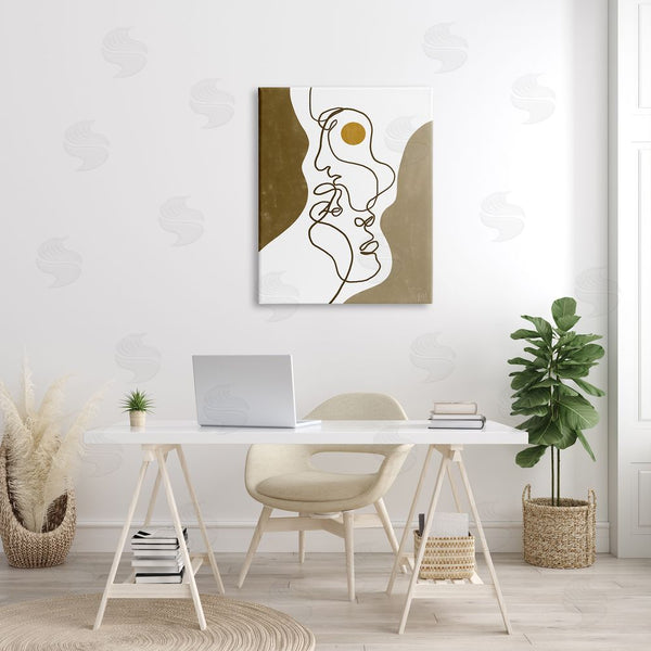 Stupell Industries Birch & Ink | Tender Faces Line Drawing Abstract Orange Brown Shapes Wall Art