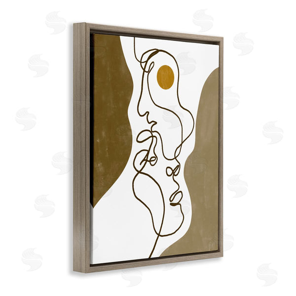 Stupell Industries Birch & Ink | Tender Faces Line Drawing Abstract Orange Brown Shapes Wall Art