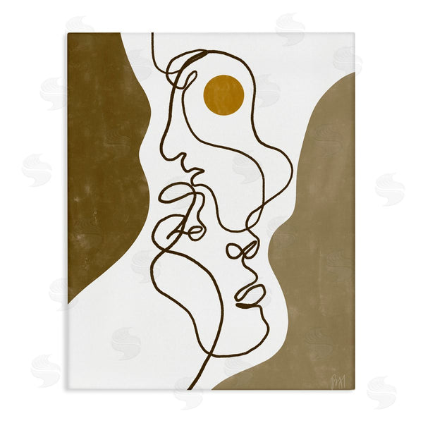 stupell industries Birch & Ink | Tender Faces Line Drawing Abstract Orange Brown Shapes Wall Art