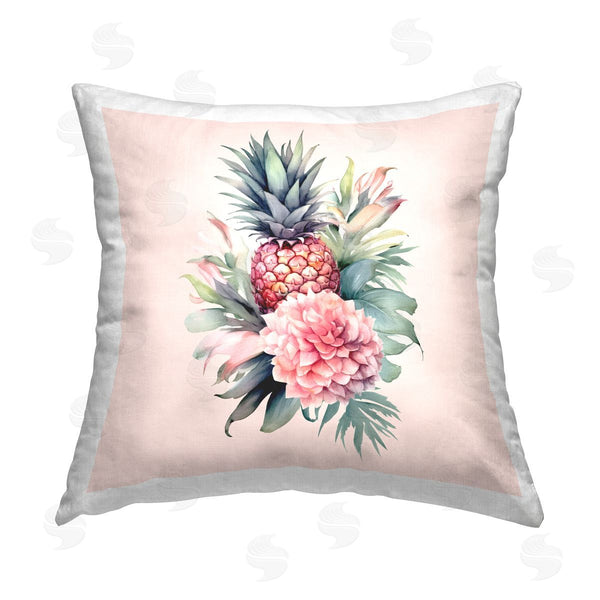 stupell industries Birch & Ink | Tropical Floral Pineapple Printed Throw Pillow
