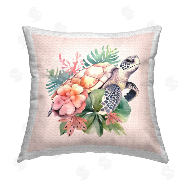 Stupell Industries Birch & Ink | Tropical Sea Turtle Printed Throw Pillow