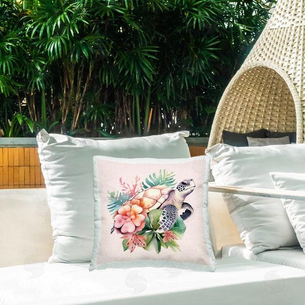 Stupell Industries Birch & Ink | Tropical Sea Turtle Printed Throw Pillow