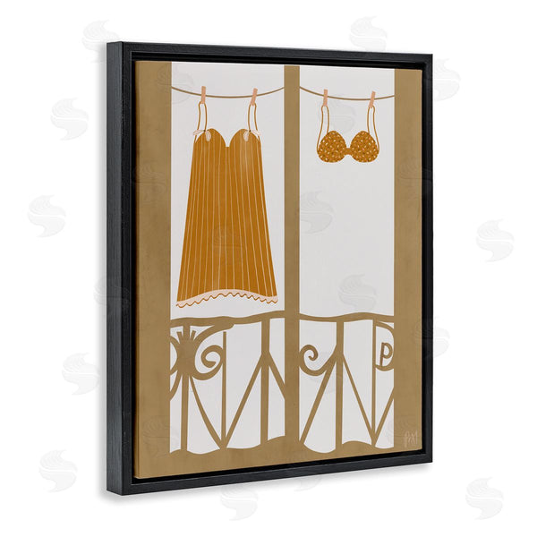 Stupell Industries Birch & Ink | Vintage Orange Clothing European Architecture Balcony Clothesline Wall Art