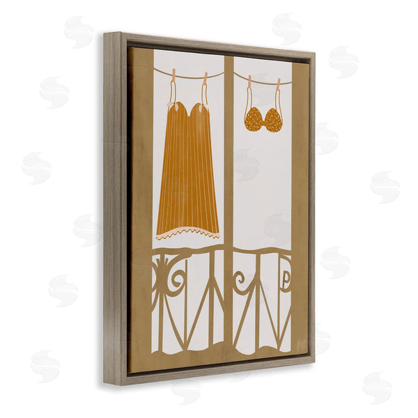 Stupell Industries Birch & Ink | Vintage Orange Clothing European Architecture Balcony Clothesline Wall Art