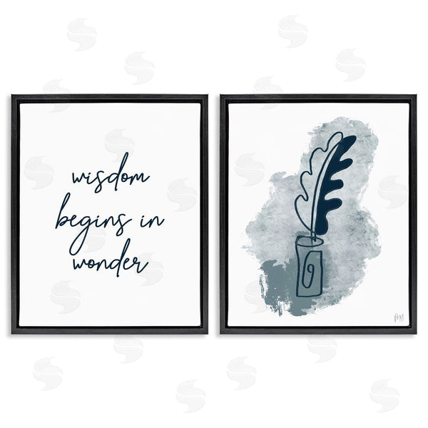 Stupell Industries Birch & Ink | Wisdom Begins In Wonder Blue Ink Quill Wall Art