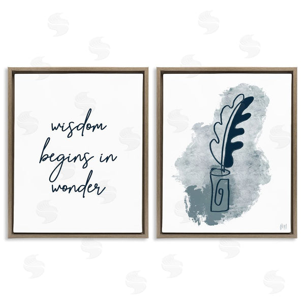 Stupell Industries Birch & Ink | Wisdom Begins In Wonder Blue Ink Quill Wall Art
