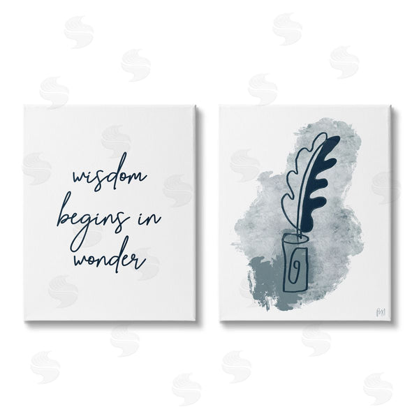 stupell industries Birch & Ink | Wisdom Begins in Wonder Blue Ink Quill Wall Art