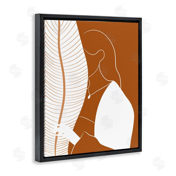 Stupell Industries Birch & Ink | Woman Behind Palm Leaf Abstract Portrait Orange White Wall Art