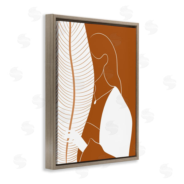Stupell Industries Birch & Ink | Woman Behind Palm Leaf Abstract Portrait Orange White Wall Art
