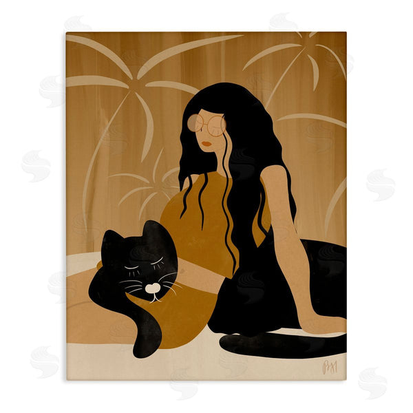 stupell industries Birch & Ink | Woman In Jungle Resting with Black Panther Wall Art