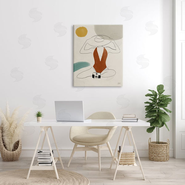 Stupell Industries Birch & Ink | Woman In Orange Swimsuit Abstract Beach Landscape Wall Art