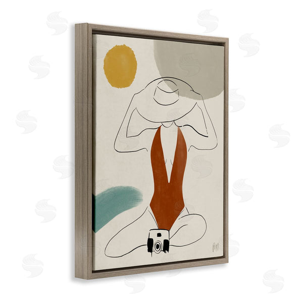 Stupell Industries Birch & Ink | Woman In Orange Swimsuit Abstract Beach Landscape Wall Art