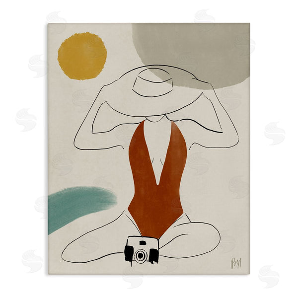 stupell industries Birch & Ink | Woman in Orange Swimsuit Abstract Beach Landscape Wall Art