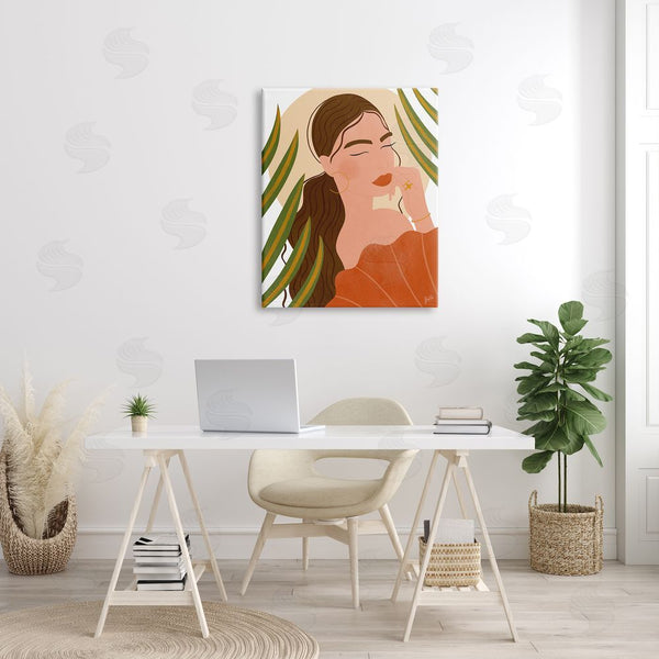 Stupell Industries Birch & Ink | Woman Tropical Snake Plant Leaves Circle Cutout Shape Wall Art