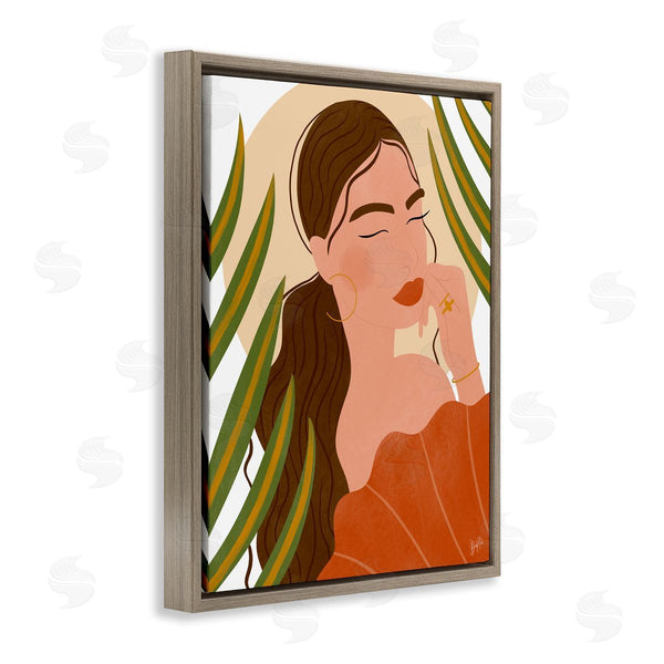 Stupell Industries Birch & Ink | Woman Tropical Snake Plant Leaves Circle Cutout Shape Wall Art