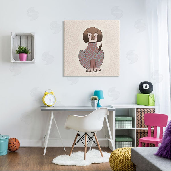 Stupell Industries Birgit Maria Kiennast | Adorable Spotted Dog Kids Polka Dot Patterned Animal Wall Art