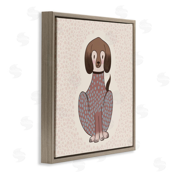 Stupell Industries Birgit Maria Kiennast | Adorable Spotted Dog Kids Polka Dot Patterned Animal Wall Art