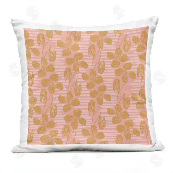 Stupell Industries Birgit Maria Kiennast | Flower Petals & Pink Stripes Printed Throw Pillow