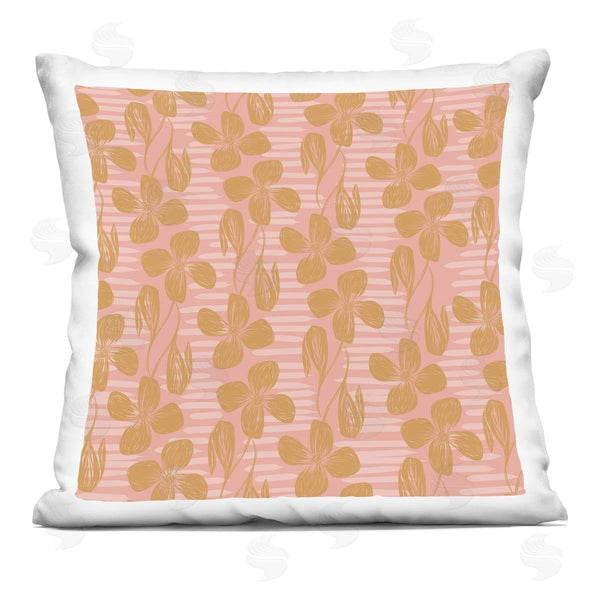 stupell industries Birgit Maria Kiennast | Flower Petals & Pink Stripes Printed Throw Pillow