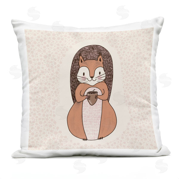 Stupell Industries Birgit Maria Kiennast | Happy Squirrel & Acorn Polka Dot Pattern Printed Throw Pillow