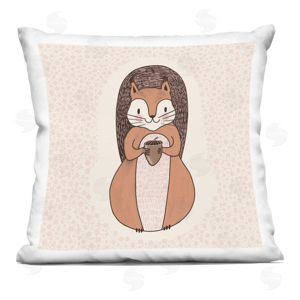 stupell industries Birgit Maria Kiennast | Happy Squirrel & Acorn Polka Dot Pattern Printed Throw Pillow