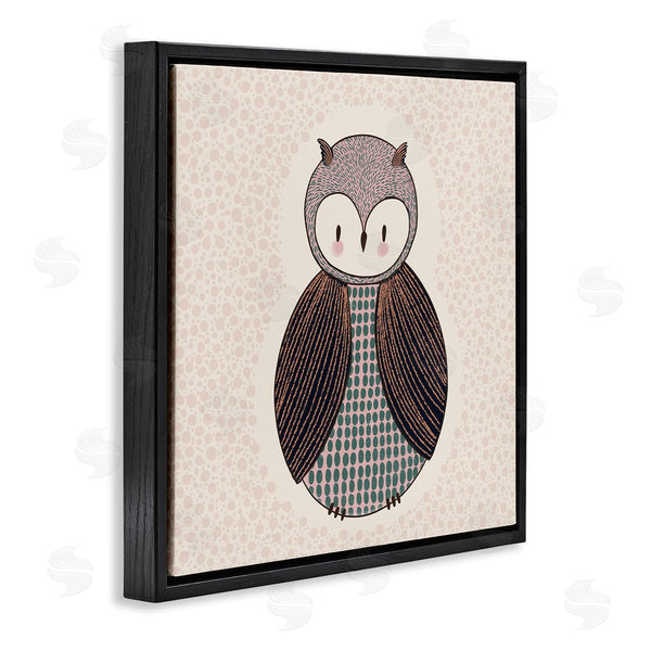 Stupell Industries Birgit Maria Kiennast | Mixed Patterned Owl Bird Whimsical Spotted Shapes Wall Art