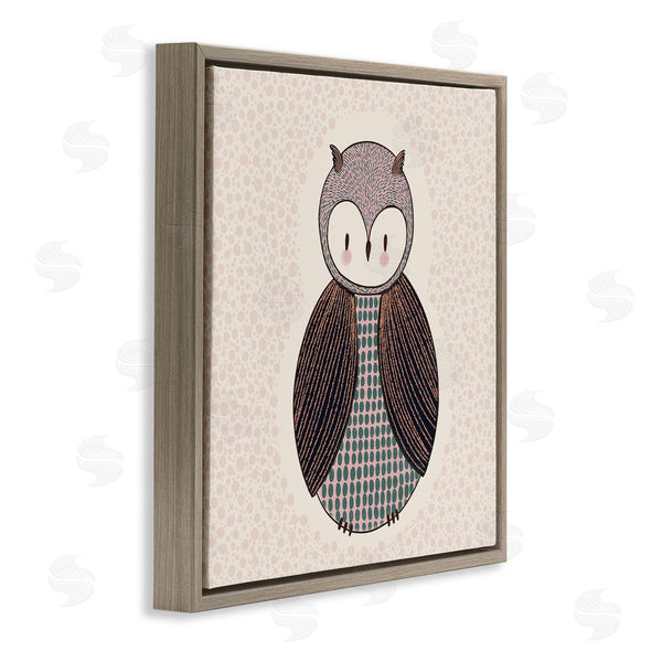 Stupell Industries Birgit Maria Kiennast | Mixed Patterned Owl Bird Whimsical Spotted Shapes Wall Art