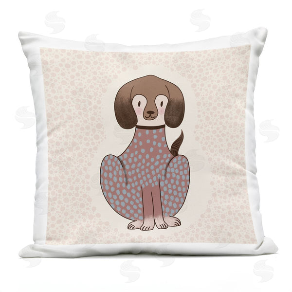 Stupell Industries Birgit Maria Kiennast | Polka Dot Patterned Dog Happy Animal Printed Throw Pillow