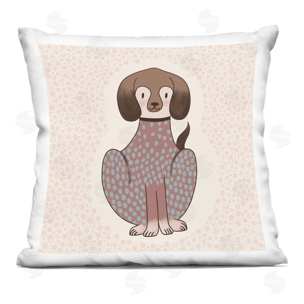 stupell industries Birgit Maria Kiennast | Polka Dot Patterned Dog Happy Animal Printed Throw Pillow