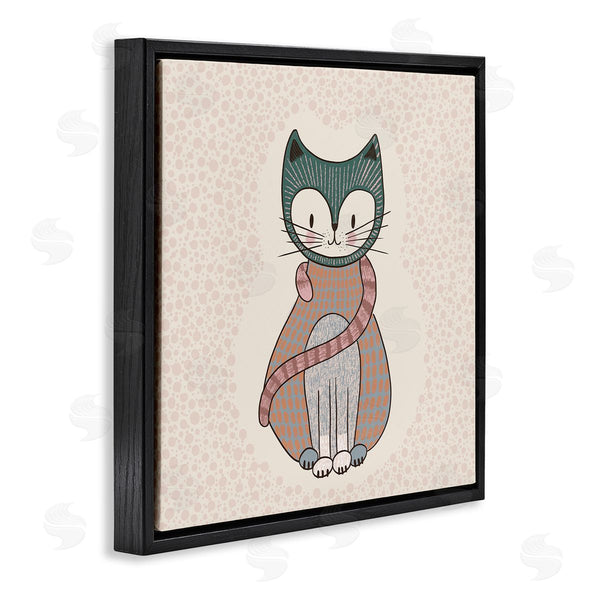 Stupell Industries Birgit Maria Kiennast | Speckled Kitty Cat Patterned Shapes Animal Design Wall Art