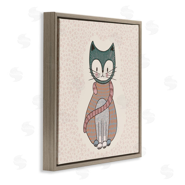 Stupell Industries Birgit Maria Kiennast | Speckled Kitty Cat Patterned Shapes Animal Design Wall Art