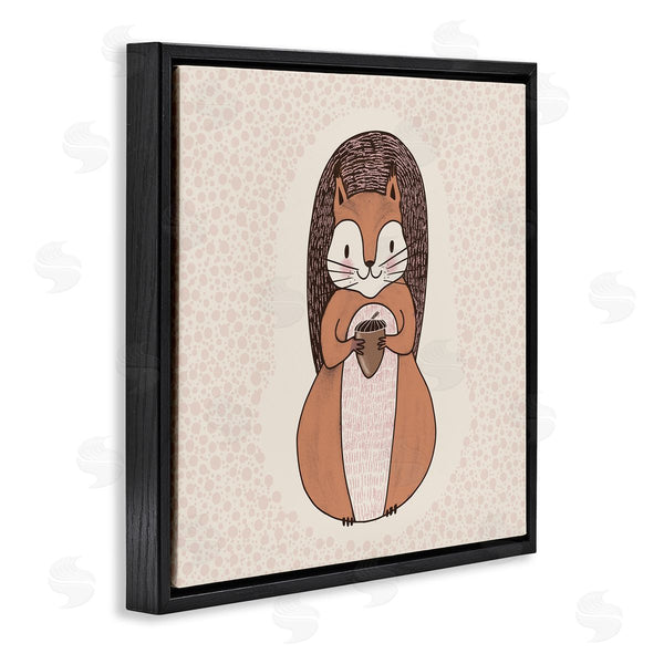 Stupell Industries Birgit Maria Kiennast | Squirrel With Acorn Patterned Shapes Woodland Animal Wall Art