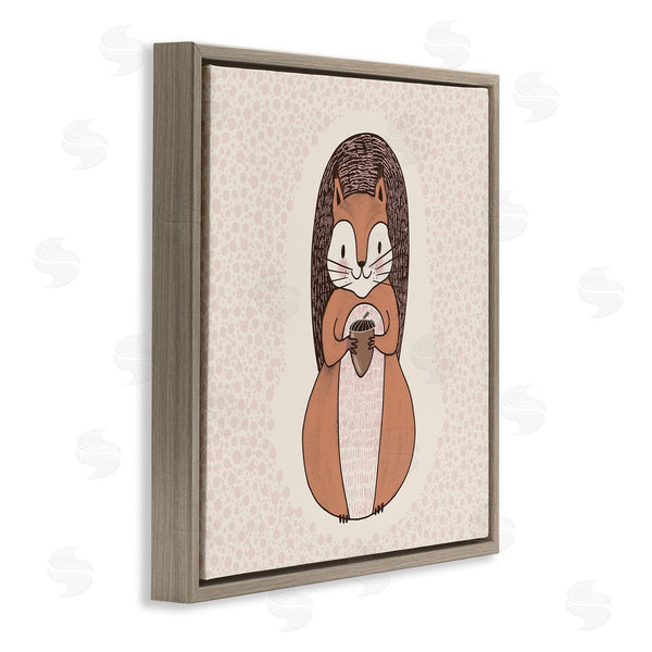 Stupell Industries Birgit Maria Kiennast | Squirrel With Acorn Patterned Shapes Woodland Animal Wall Art