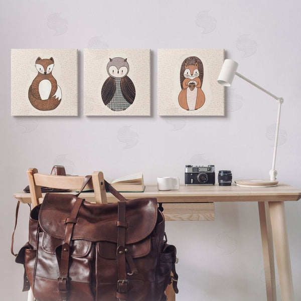 Stupell Industries Birgit Maria Kiennast | Stylized Forest Animal Portraits Kids Wall Art