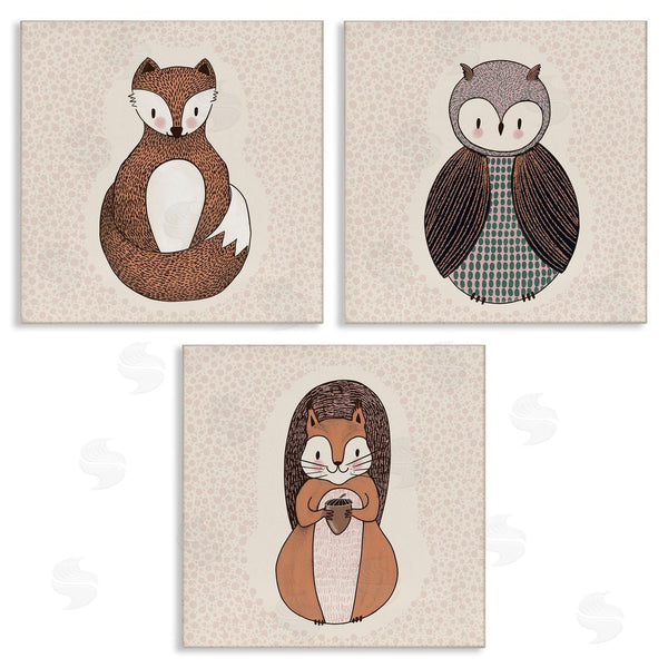 stupell industries Birgit Maria Kiennast | Stylized Forest Animal Portraits Kids Wall Art