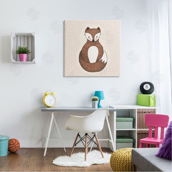 Stupell Industries Birgit Maria Kiennast | Whimsical Fox Spotted Pattern Polka Dot Border Wall Art