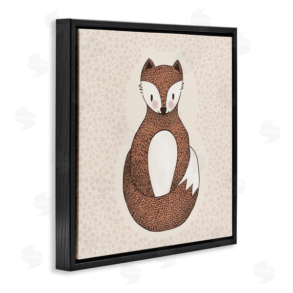 Stupell Industries Birgit Maria Kiennast | Whimsical Fox Spotted Pattern Polka Dot Border Wall Art