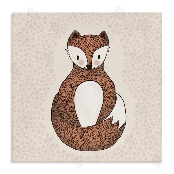 stupell industries Birgit Maria Kiennast | Whimsical Fox Spotted Pattern Polka Dot Border Wall Art