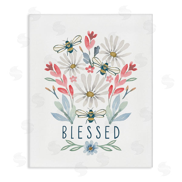 stupell industries Blue Chair Blessing | Blessed Floral Sprigs