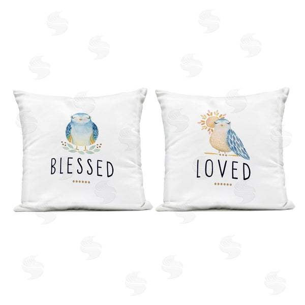 Stupell Industries Blue Chair Blessing | Blessed & Love Birds Printed Throw Pillow Set