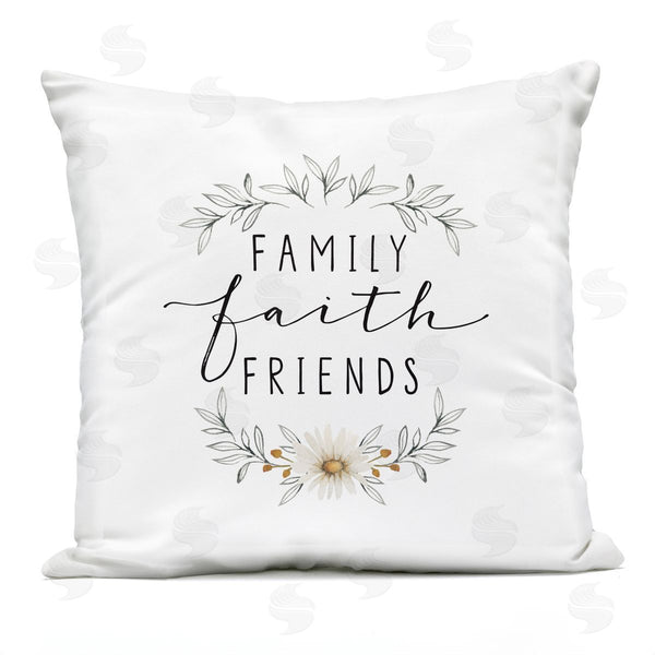 Stupell Industries Blue Chair Blessing | Family Faith & Friends Garland Printed Throw Pillow