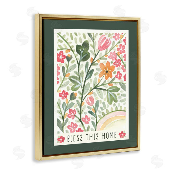 Stupell Industries Blue Chair Blessing | Floral Bless Phrase