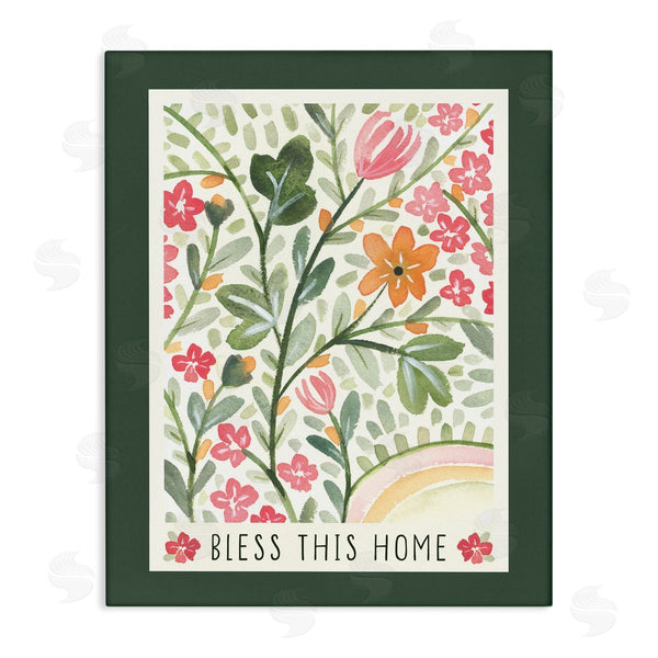 stupell industries Blue Chair Blessing | Floral Bless Phrase